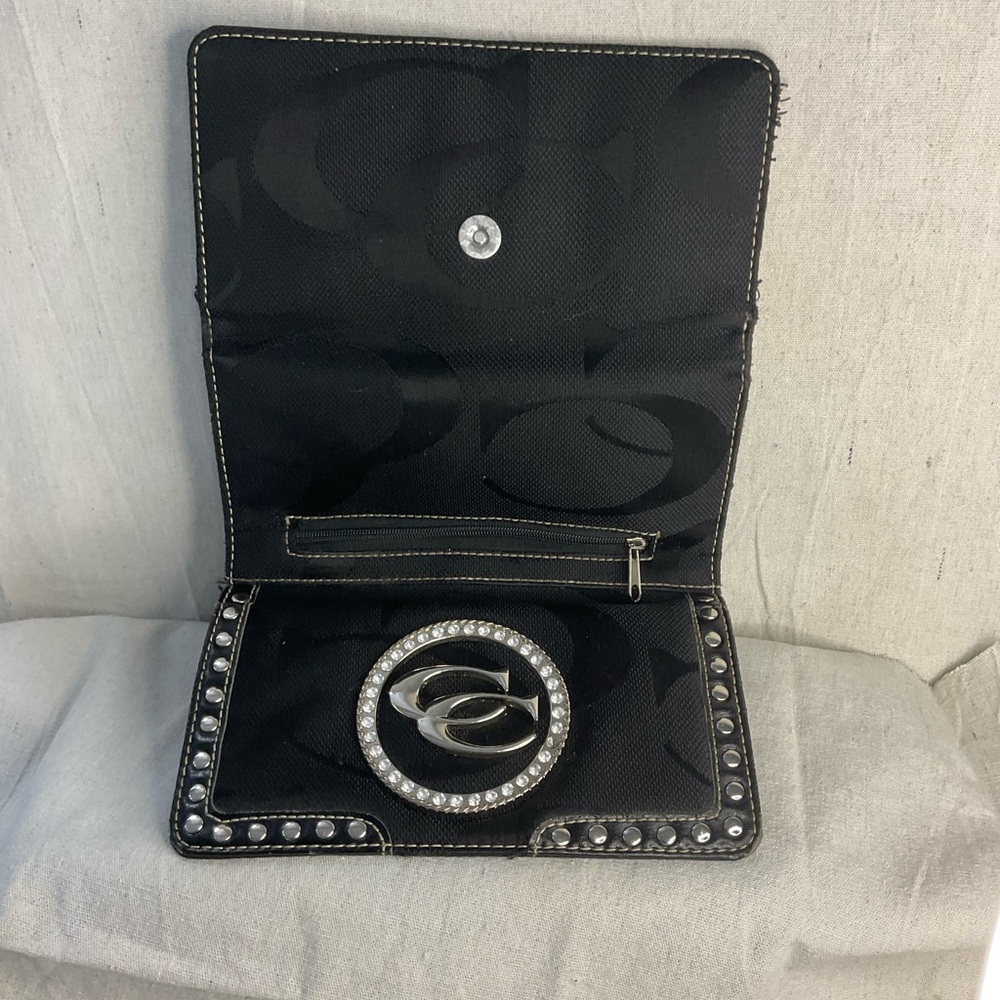 Chic WALLET Features a Stunning Rhinestone encrusted CC Logo and Silver Studding